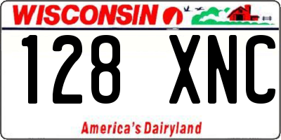 WI license plate 128XNC