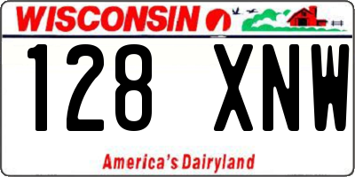 WI license plate 128XNW