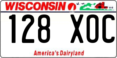 WI license plate 128XOC