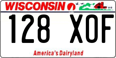 WI license plate 128XOF