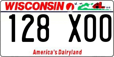 WI license plate 128XOO