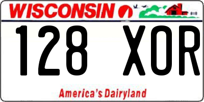 WI license plate 128XOR