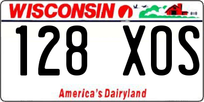 WI license plate 128XOS