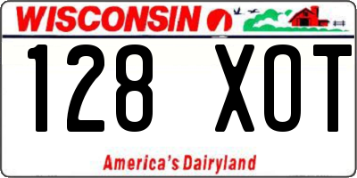 WI license plate 128XOT