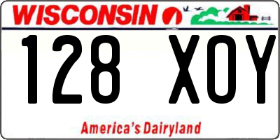 WI license plate 128XOY