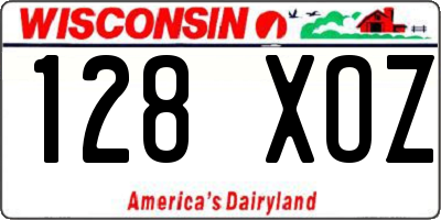 WI license plate 128XOZ
