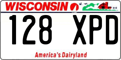 WI license plate 128XPD