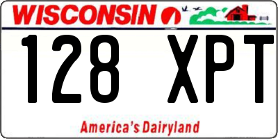 WI license plate 128XPT