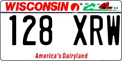 WI license plate 128XRW