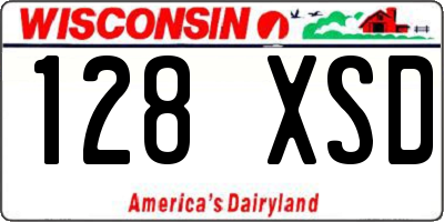 WI license plate 128XSD