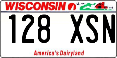 WI license plate 128XSN