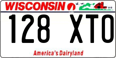 WI license plate 128XTO