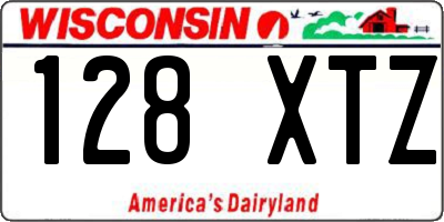 WI license plate 128XTZ
