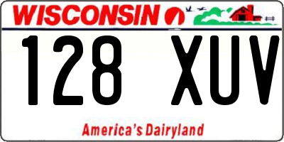 WI license plate 128XUV