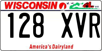 WI license plate 128XVR