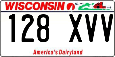 WI license plate 128XVV