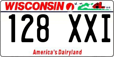 WI license plate 128XXI