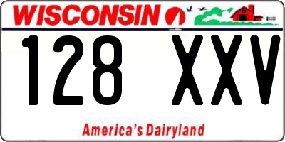 WI license plate 128XXV