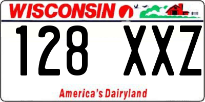 WI license plate 128XXZ