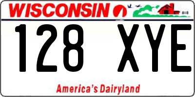 WI license plate 128XYE