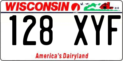 WI license plate 128XYF