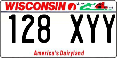 WI license plate 128XYY