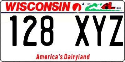WI license plate 128XYZ