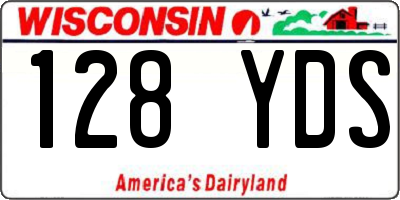 WI license plate 128YDS
