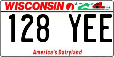 WI license plate 128YEE