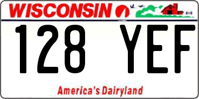 WI license plate 128YEF