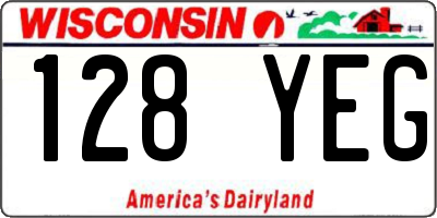 WI license plate 128YEG