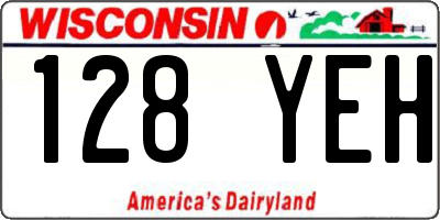 WI license plate 128YEH