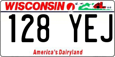 WI license plate 128YEJ