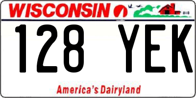 WI license plate 128YEK
