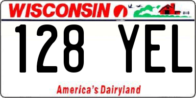 WI license plate 128YEL