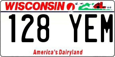 WI license plate 128YEM