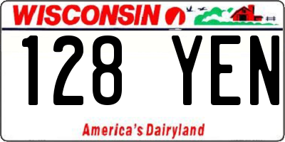 WI license plate 128YEN