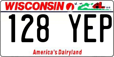WI license plate 128YEP