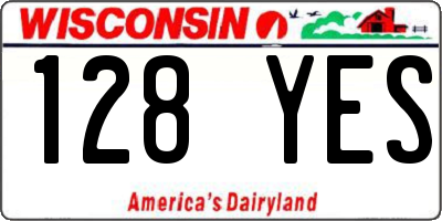 WI license plate 128YES
