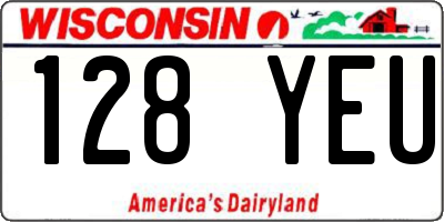 WI license plate 128YEU