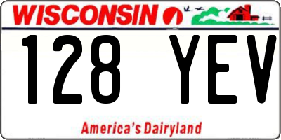 WI license plate 128YEV