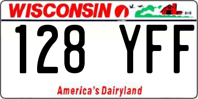 WI license plate 128YFF