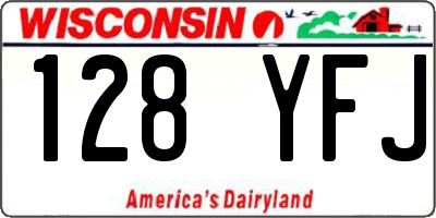 WI license plate 128YFJ