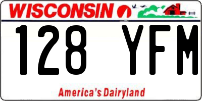 WI license plate 128YFM