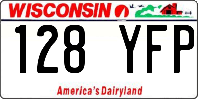 WI license plate 128YFP