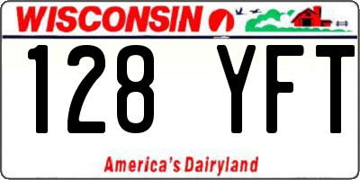 WI license plate 128YFT