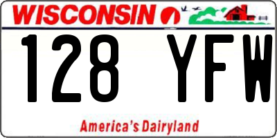 WI license plate 128YFW