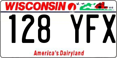 WI license plate 128YFX
