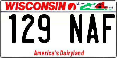 WI license plate 129NAF