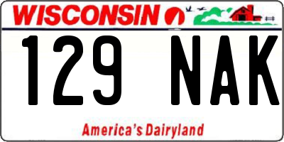 WI license plate 129NAK